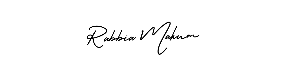 This is the best signature style for the Rabbia Mahum name. Also you like these signature font (AmerikaSignatureDemo-Regular). Mix name signature. Rabbia Mahum signature style 3 images and pictures png