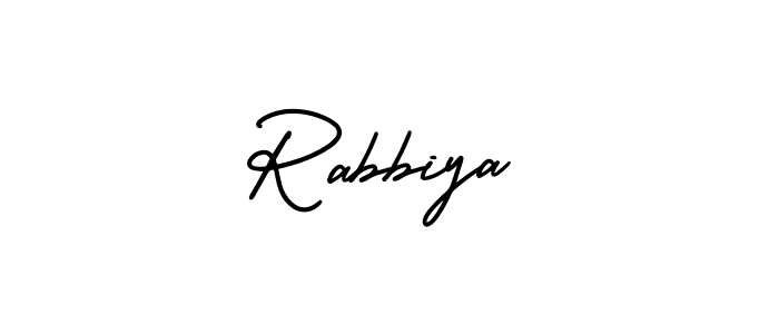 The best way (AmerikaSignatureDemo-Regular) to make a short signature is to pick only two or three words in your name. The name Rabbiya include a total of six letters. For converting this name. Rabbiya signature style 3 images and pictures png