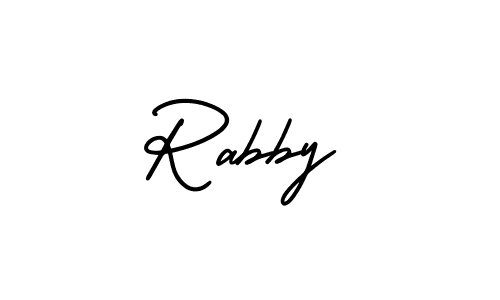 Make a beautiful signature design for name Rabby. With this signature (AmerikaSignatureDemo-Regular) style, you can create a handwritten signature for free. Rabby signature style 3 images and pictures png