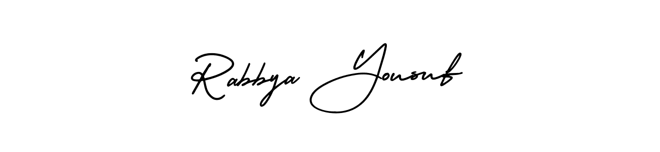 Use a signature maker to create a handwritten signature online. With this signature software, you can design (AmerikaSignatureDemo-Regular) your own signature for name Rabbya Yousuf. Rabbya Yousuf signature style 3 images and pictures png