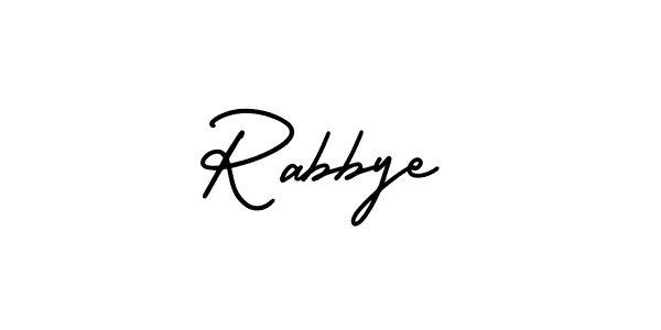 Use a signature maker to create a handwritten signature online. With this signature software, you can design (AmerikaSignatureDemo-Regular) your own signature for name Rabbye. Rabbye signature style 3 images and pictures png