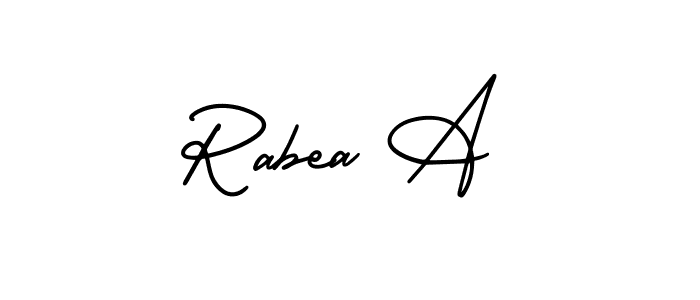 How to make Rabea A name signature. Use AmerikaSignatureDemo-Regular style for creating short signs online. This is the latest handwritten sign. Rabea A signature style 3 images and pictures png