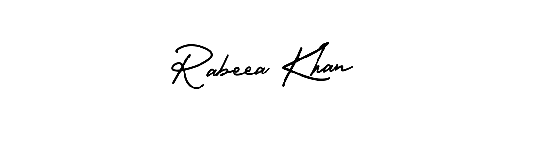 How to make Rabeea Khan name signature. Use AmerikaSignatureDemo-Regular style for creating short signs online. This is the latest handwritten sign. Rabeea Khan signature style 3 images and pictures png