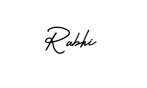 The best way (AmerikaSignatureDemo-Regular) to make a short signature is to pick only two or three words in your name. The name Rabhi include a total of six letters. For converting this name. Rabhi signature style 3 images and pictures png