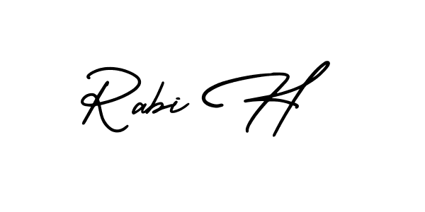 Make a beautiful signature design for name Rabi H. With this signature (AmerikaSignatureDemo-Regular) style, you can create a handwritten signature for free. Rabi H signature style 3 images and pictures png