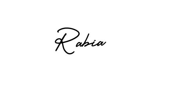 The best way (AmerikaSignatureDemo-Regular) to make a short signature is to pick only two or three words in your name. The name Rabia  include a total of six letters. For converting this name. Rabia  signature style 3 images and pictures png