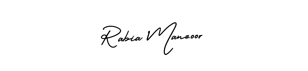 This is the best signature style for the Rabia Manzoor name. Also you like these signature font (AmerikaSignatureDemo-Regular). Mix name signature. Rabia Manzoor signature style 3 images and pictures png