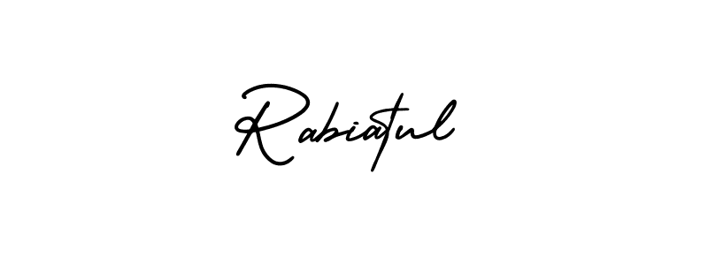 How to make Rabiatul name signature. Use AmerikaSignatureDemo-Regular style for creating short signs online. This is the latest handwritten sign. Rabiatul signature style 3 images and pictures png