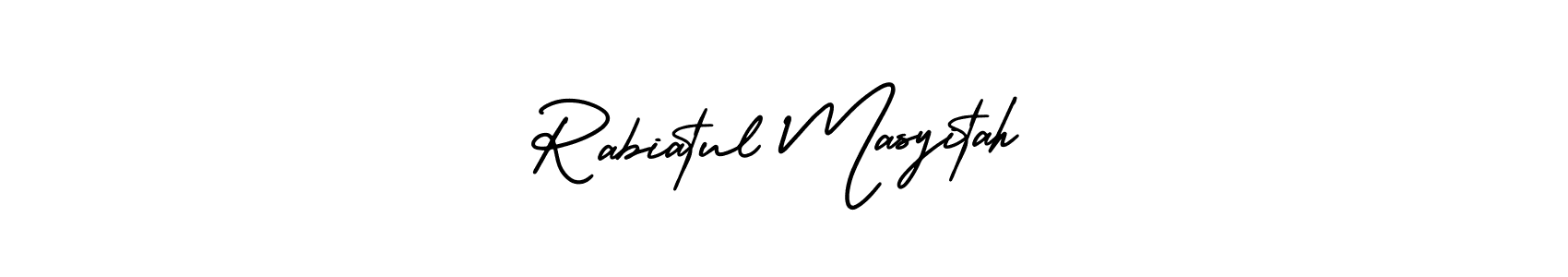 Here are the top 10 professional signature styles for the name Rabiatul Masyitah. These are the best autograph styles you can use for your name. Rabiatul Masyitah signature style 3 images and pictures png