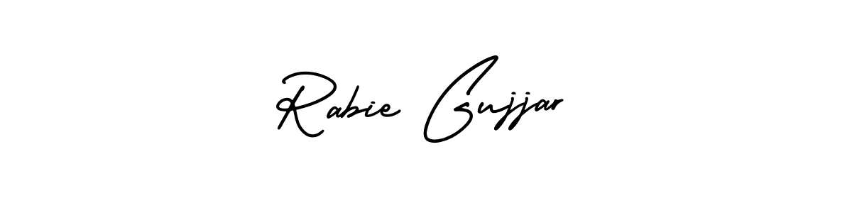 Also You can easily find your signature by using the search form. We will create Rabie Gujjar name handwritten signature images for you free of cost using AmerikaSignatureDemo-Regular sign style. Rabie Gujjar signature style 3 images and pictures png