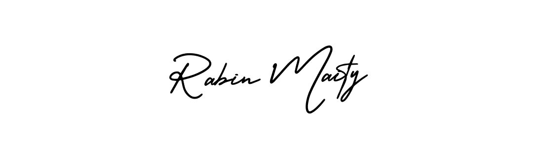 You should practise on your own different ways (AmerikaSignatureDemo-Regular) to write your name (Rabin Maity) in signature. don't let someone else do it for you. Rabin Maity signature style 3 images and pictures png