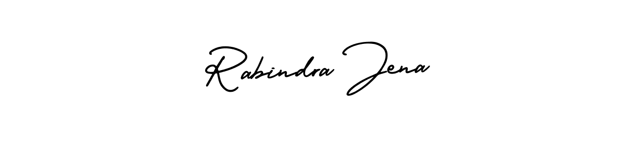 You should practise on your own different ways (AmerikaSignatureDemo-Regular) to write your name (Rabindra Jena) in signature. don't let someone else do it for you. Rabindra Jena signature style 3 images and pictures png