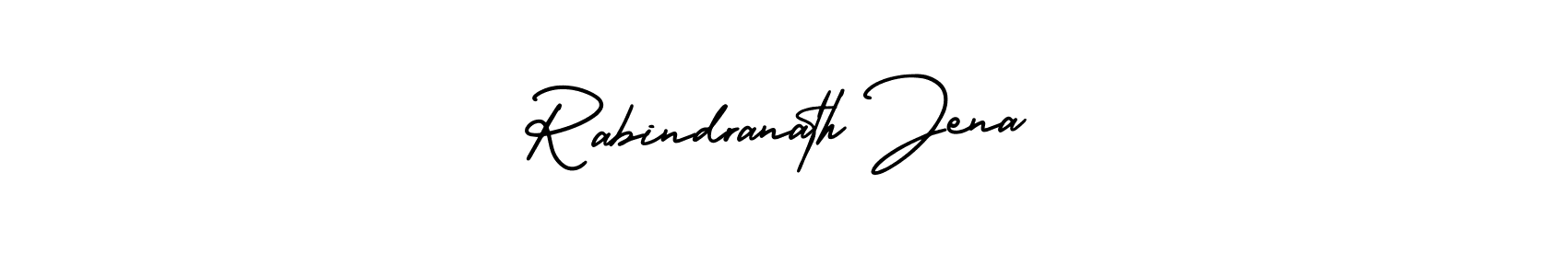 The best way (AmerikaSignatureDemo-Regular) to make a short signature is to pick only two or three words in your name. The name Rabindranath Jena include a total of six letters. For converting this name. Rabindranath Jena signature style 3 images and pictures png