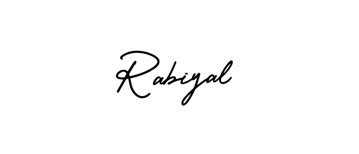 How to make Rabiyal name signature. Use AmerikaSignatureDemo-Regular style for creating short signs online. This is the latest handwritten sign. Rabiyal signature style 3 images and pictures png