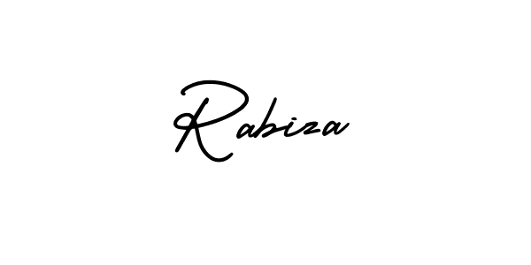 The best way (AmerikaSignatureDemo-Regular) to make a short signature is to pick only two or three words in your name. The name Rabiza include a total of six letters. For converting this name. Rabiza signature style 3 images and pictures png