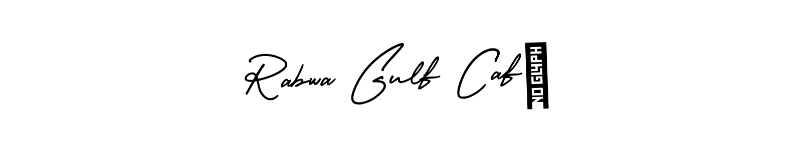 Check out images of Autograph of Rabwa Gulf Café name. Actor Rabwa Gulf Café Signature Style. AmerikaSignatureDemo-Regular is a professional sign style online. Rabwa Gulf Café signature style 3 images and pictures png