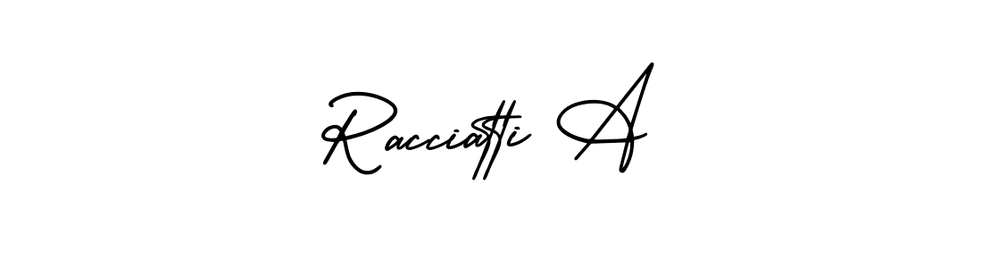 Make a short Racciatti A signature style. Manage your documents anywhere anytime using AmerikaSignatureDemo-Regular. Create and add eSignatures, submit forms, share and send files easily. Racciatti A signature style 3 images and pictures png