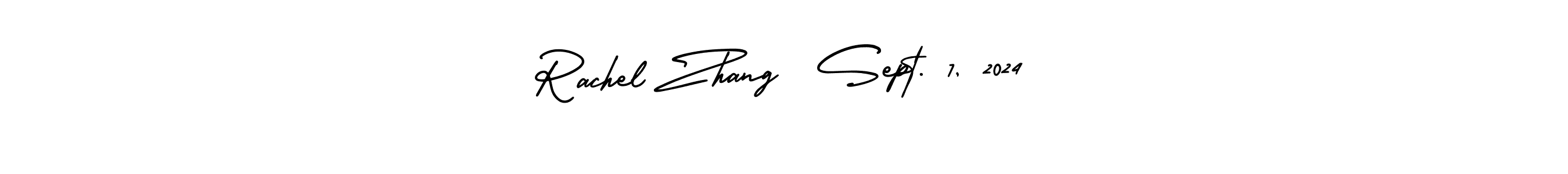 How to make Rachel Zhang  Sept. 7, 2024 name signature. Use AmerikaSignatureDemo-Regular style for creating short signs online. This is the latest handwritten sign. Rachel Zhang  Sept. 7, 2024 signature style 3 images and pictures png