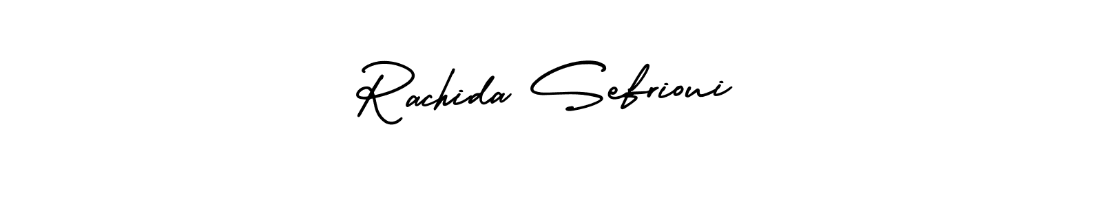 You should practise on your own different ways (AmerikaSignatureDemo-Regular) to write your name (Rachida Sefrioui) in signature. don't let someone else do it for you. Rachida Sefrioui signature style 3 images and pictures png