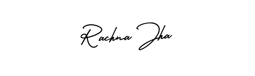 This is the best signature style for the Rachna Jha name. Also you like these signature font (AmerikaSignatureDemo-Regular). Mix name signature. Rachna Jha signature style 3 images and pictures png