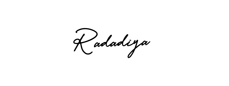 Radadiya stylish signature style. Best Handwritten Sign (AmerikaSignatureDemo-Regular) for my name. Handwritten Signature Collection Ideas for my name Radadiya. Radadiya signature style 3 images and pictures png