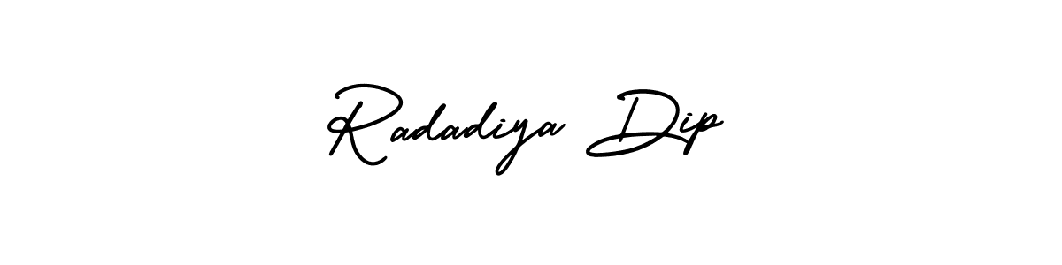 This is the best signature style for the Radadiya Dip name. Also you like these signature font (AmerikaSignatureDemo-Regular). Mix name signature. Radadiya Dip signature style 3 images and pictures png