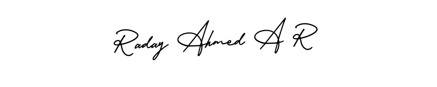 Check out images of Autograph of Raday Ahmed A R name. Actor Raday Ahmed A R Signature Style. AmerikaSignatureDemo-Regular is a professional sign style online. Raday Ahmed A R signature style 3 images and pictures png