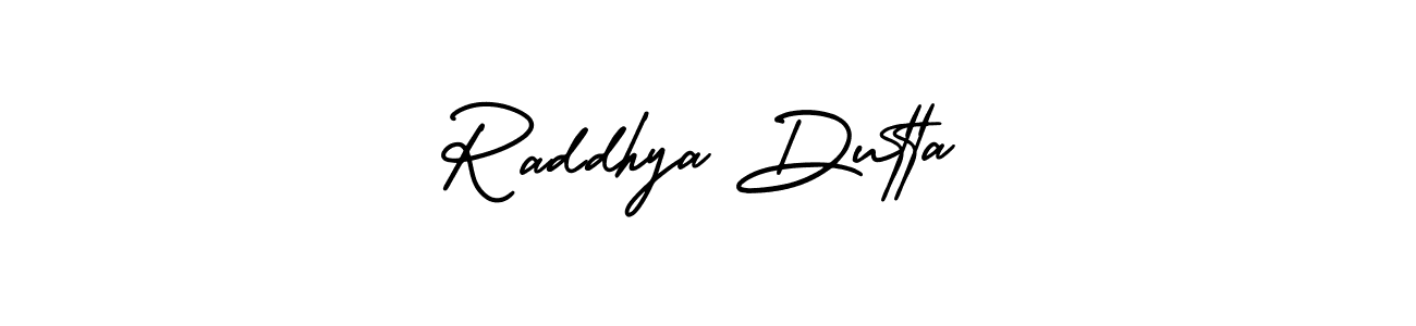 You should practise on your own different ways (AmerikaSignatureDemo-Regular) to write your name (Raddhya Dutta) in signature. don't let someone else do it for you. Raddhya Dutta signature style 3 images and pictures png