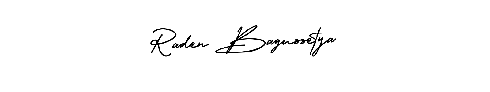 The best way (AmerikaSignatureDemo-Regular) to make a short signature is to pick only two or three words in your name. The name Raden Bagussetya include a total of six letters. For converting this name. Raden Bagussetya signature style 3 images and pictures png