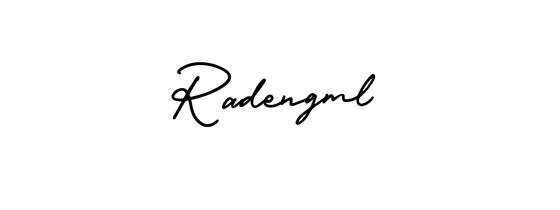 You should practise on your own different ways (AmerikaSignatureDemo-Regular) to write your name (Radengml) in signature. don't let someone else do it for you. Radengml signature style 3 images and pictures png