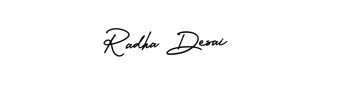 The best way (AmerikaSignatureDemo-Regular) to make a short signature is to pick only two or three words in your name. The name Radha Desai include a total of six letters. For converting this name. Radha Desai signature style 3 images and pictures png