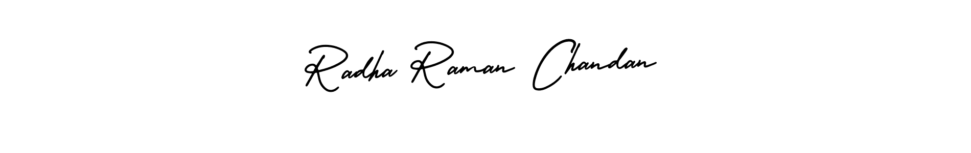 The best way (AmerikaSignatureDemo-Regular) to make a short signature is to pick only two or three words in your name. The name Radha Raman Chandan include a total of six letters. For converting this name. Radha Raman Chandan signature style 3 images and pictures png