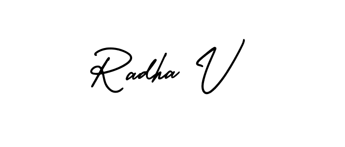 It looks lik you need a new signature style for name Radha V. Design unique handwritten (AmerikaSignatureDemo-Regular) signature with our free signature maker in just a few clicks. Radha V signature style 3 images and pictures png