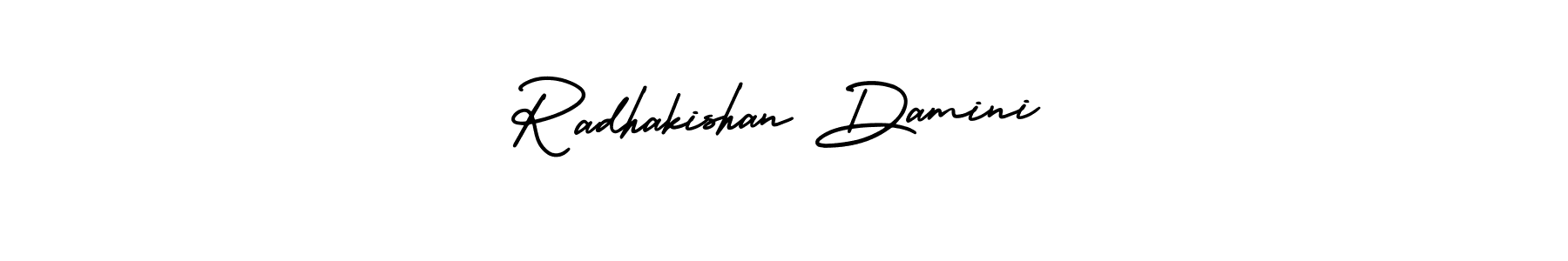 You should practise on your own different ways (AmerikaSignatureDemo-Regular) to write your name (Radhakishan Damini) in signature. don't let someone else do it for you. Radhakishan Damini signature style 3 images and pictures png