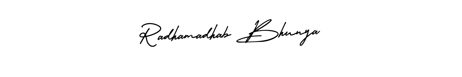 Make a short Radhamadhab Bhunya signature style. Manage your documents anywhere anytime using AmerikaSignatureDemo-Regular. Create and add eSignatures, submit forms, share and send files easily. Radhamadhab Bhunya signature style 3 images and pictures png