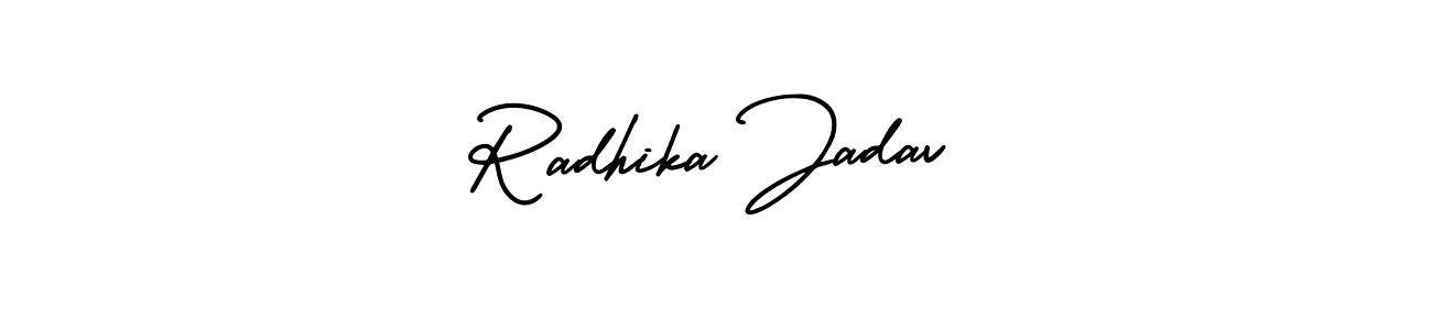 AmerikaSignatureDemo-Regular is a professional signature style that is perfect for those who want to add a touch of class to their signature. It is also a great choice for those who want to make their signature more unique. Get Radhika Jadav name to fancy signature for free. Radhika Jadav signature style 3 images and pictures png