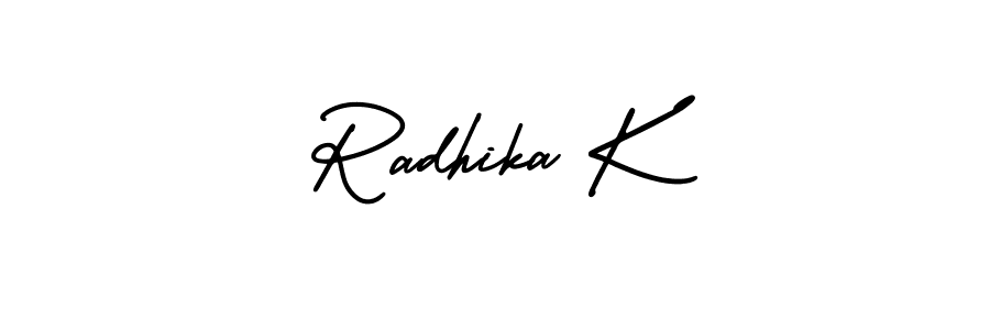 if you are searching for the best signature style for your name Radhika K. so please give up your signature search. here we have designed multiple signature styles  using AmerikaSignatureDemo-Regular. Radhika K signature style 3 images and pictures png