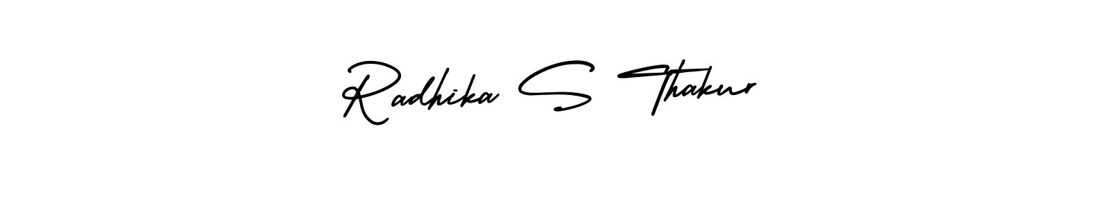You should practise on your own different ways (AmerikaSignatureDemo-Regular) to write your name (Radhika S Thakur) in signature. don't let someone else do it for you. Radhika S Thakur signature style 3 images and pictures png