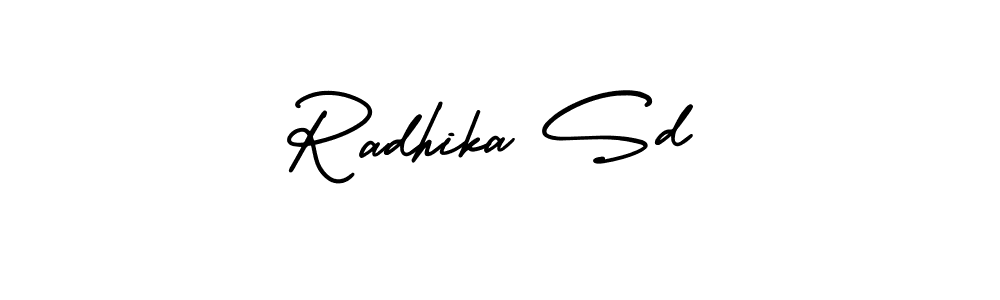 You should practise on your own different ways (AmerikaSignatureDemo-Regular) to write your name (Radhika Sd) in signature. don't let someone else do it for you. Radhika Sd signature style 3 images and pictures png