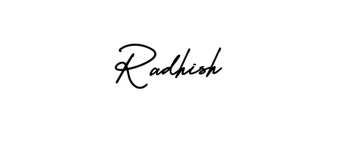 How to make Radhish name signature. Use AmerikaSignatureDemo-Regular style for creating short signs online. This is the latest handwritten sign. Radhish signature style 3 images and pictures png