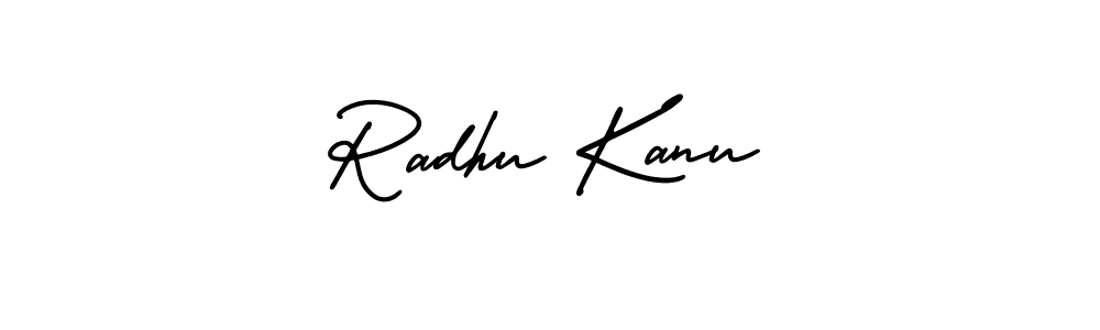 This is the best signature style for the Radhu Kanu name. Also you like these signature font (AmerikaSignatureDemo-Regular). Mix name signature. Radhu Kanu signature style 3 images and pictures png