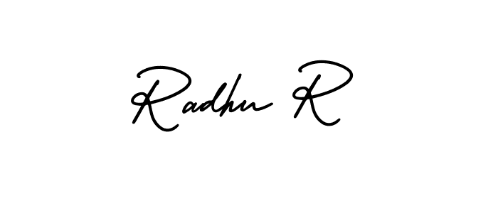 It looks lik you need a new signature style for name Radhu R. Design unique handwritten (AmerikaSignatureDemo-Regular) signature with our free signature maker in just a few clicks. Radhu R signature style 3 images and pictures png