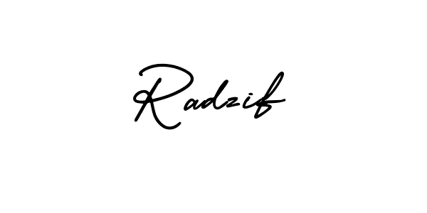 Use a signature maker to create a handwritten signature online. With this signature software, you can design (AmerikaSignatureDemo-Regular) your own signature for name Radzif. Radzif signature style 3 images and pictures png