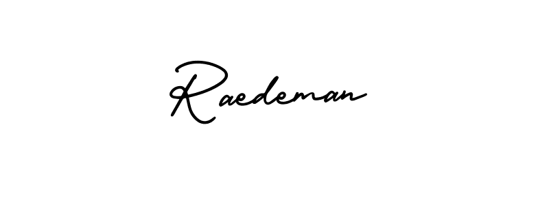 You should practise on your own different ways (AmerikaSignatureDemo-Regular) to write your name (Raedeman) in signature. don't let someone else do it for you. Raedeman signature style 3 images and pictures png