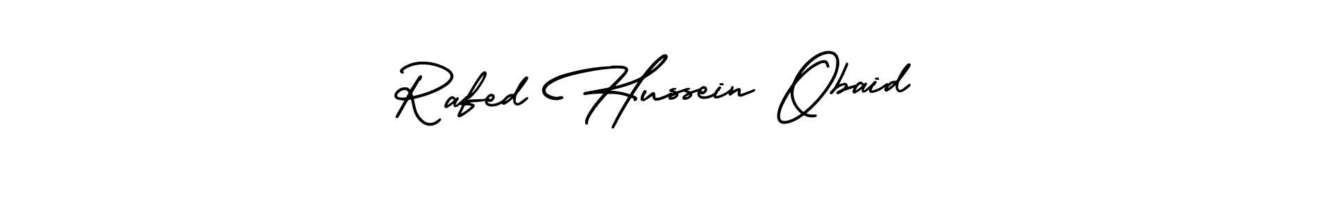 You should practise on your own different ways (AmerikaSignatureDemo-Regular) to write your name (Rafed Hussein Obaid) in signature. don't let someone else do it for you. Rafed Hussein Obaid signature style 3 images and pictures png