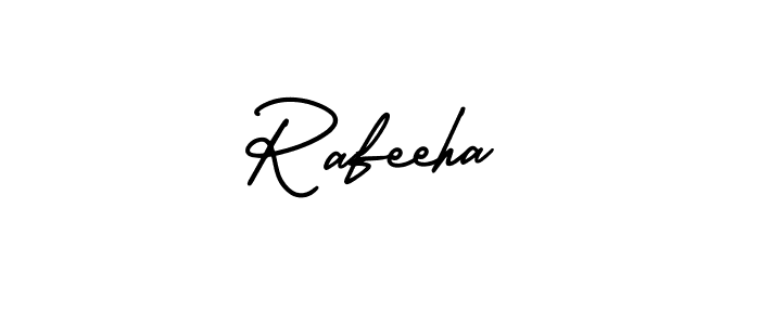 The best way (AmerikaSignatureDemo-Regular) to make a short signature is to pick only two or three words in your name. The name Rafeeha include a total of six letters. For converting this name. Rafeeha signature style 3 images and pictures png