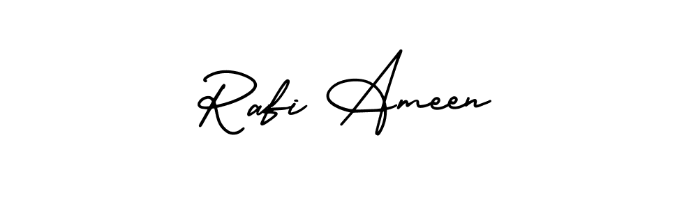 This is the best signature style for the Rafi Ameen name. Also you like these signature font (AmerikaSignatureDemo-Regular). Mix name signature. Rafi Ameen signature style 3 images and pictures png