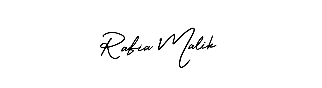 You should practise on your own different ways (AmerikaSignatureDemo-Regular) to write your name (Rafia Malik) in signature. don't let someone else do it for you. Rafia Malik signature style 3 images and pictures png