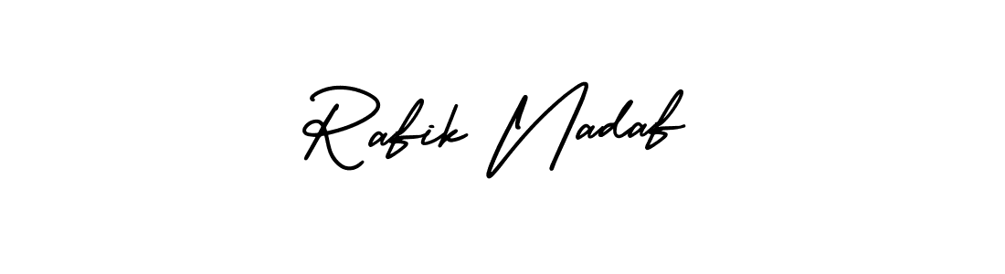 Make a short Rafik Nadaf signature style. Manage your documents anywhere anytime using AmerikaSignatureDemo-Regular. Create and add eSignatures, submit forms, share and send files easily. Rafik Nadaf signature style 3 images and pictures png