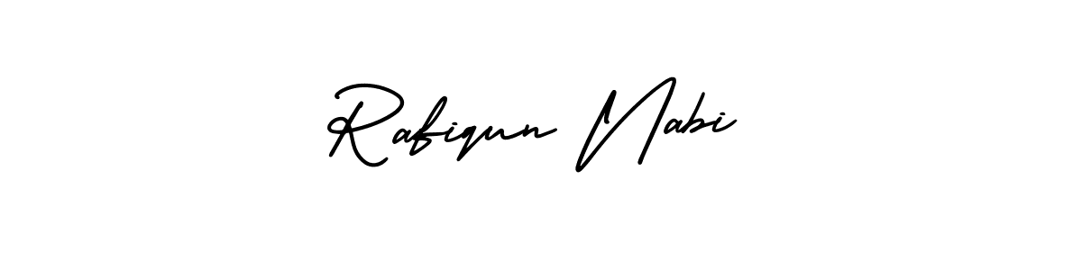 This is the best signature style for the Rafiqun Nabi name. Also you like these signature font (AmerikaSignatureDemo-Regular). Mix name signature. Rafiqun Nabi signature style 3 images and pictures png